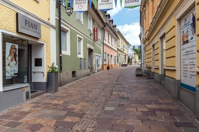 Een van de leuke straatjes in Feldkirchen