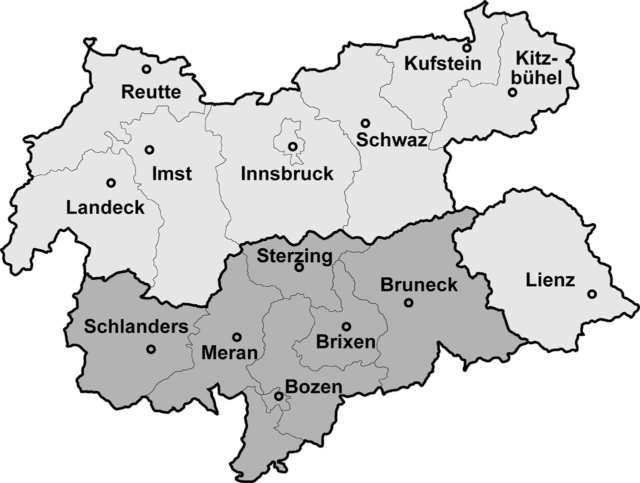 Tirol verdeeld over Oostenrijk en Italië